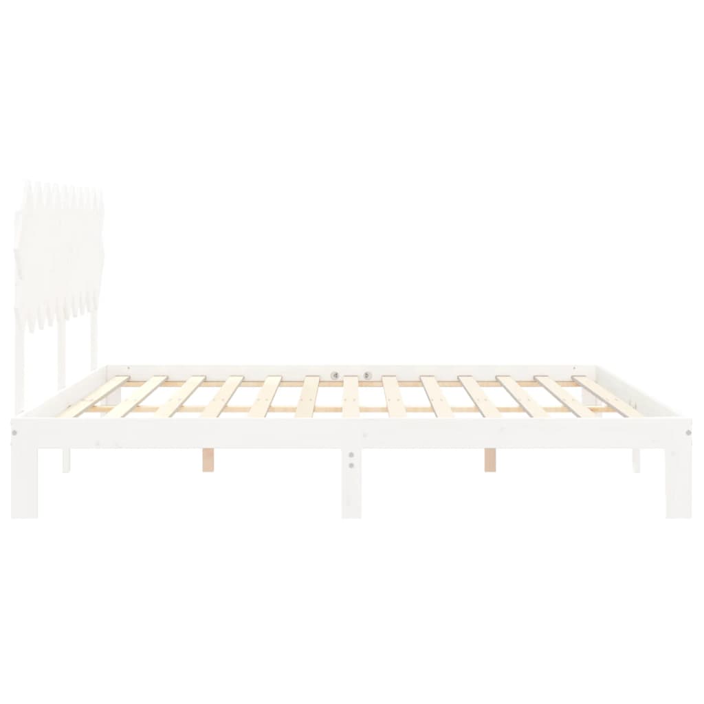 Cadre de lit sans matelas blanc 200x200 cm bois massif de pin