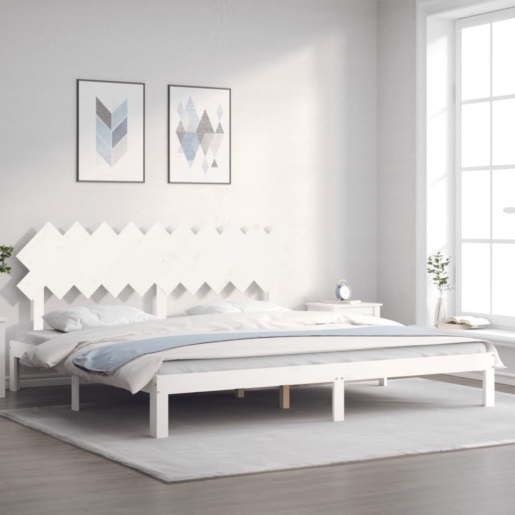 Cadre de lit sans matelas blanc 200x200 cm bois massif de pin