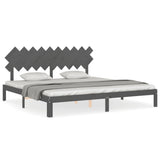 Cadre de lit sans matelas gris 200x200 cm bois massif de pin