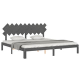 Cadre de lit sans matelas gris 200x200 cm bois massif de pin