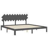 Cadre de lit sans matelas gris 200x200 cm bois massif de pin