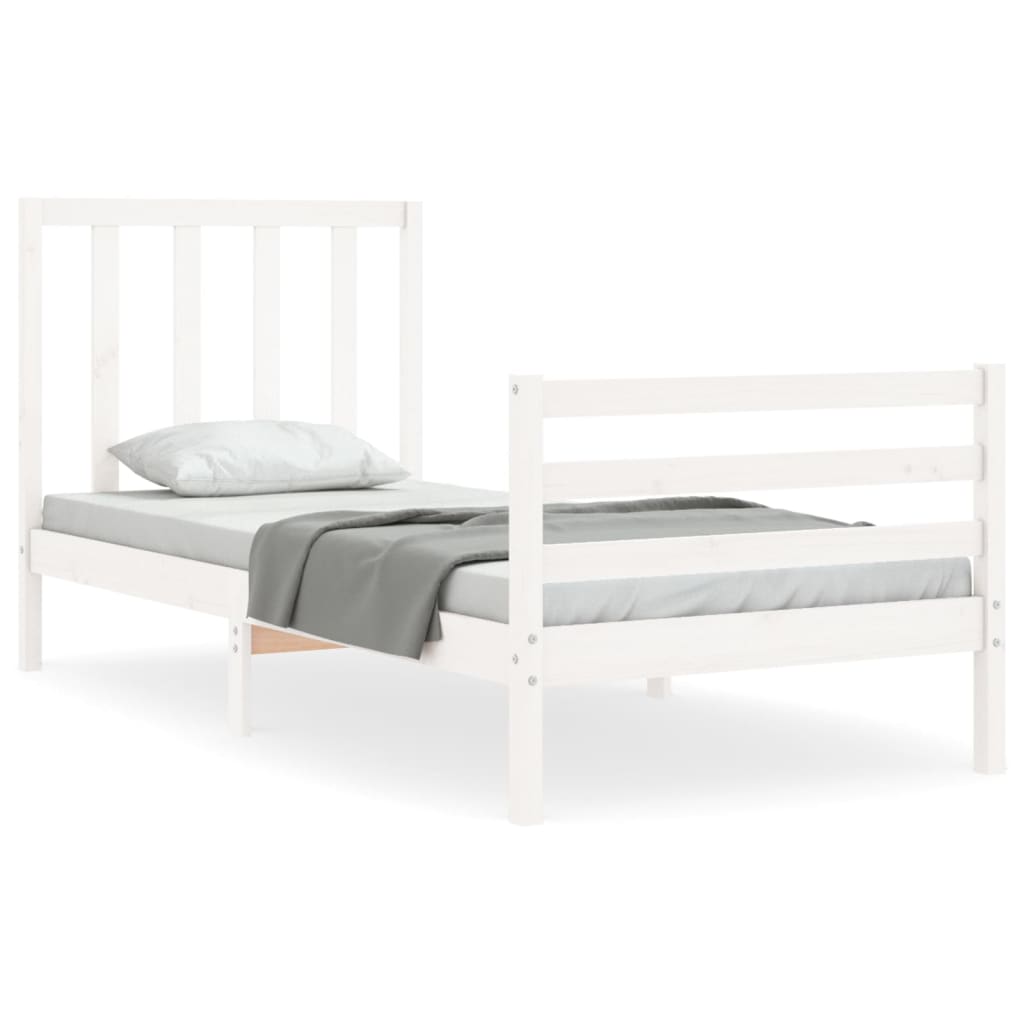 Cadre de lit sans matelas blanc bois de pin massif