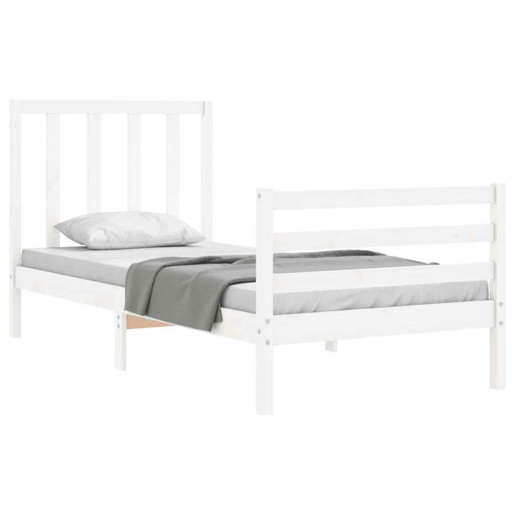 Cadre de lit sans matelas blanc bois de pin massif