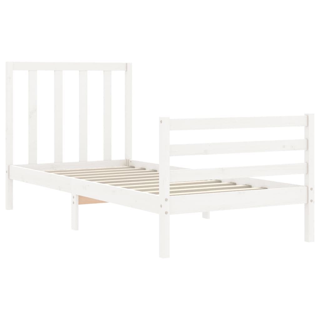 Cadre de lit sans matelas blanc bois de pin massif