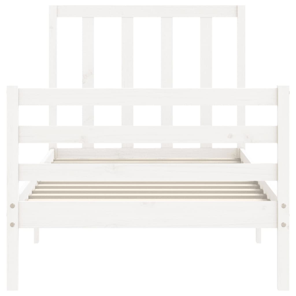 Cadre de lit sans matelas blanc bois de pin massif