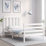 Cadre de lit sans matelas blanc bois de pin massif