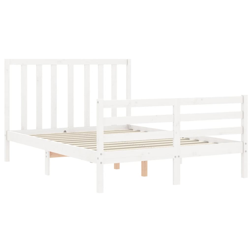 Cadre de lit sans matelas blanc bois de pin massif