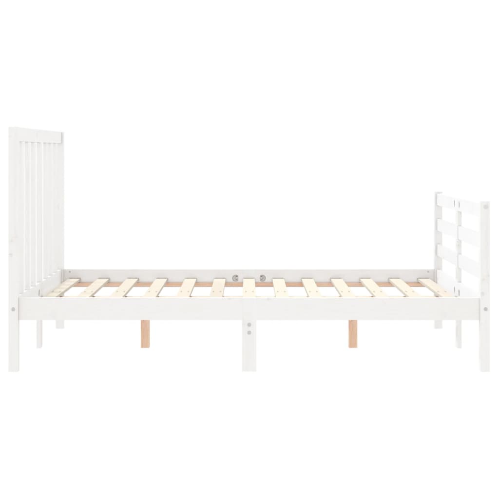 Cadre de lit sans matelas blanc bois de pin massif