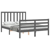 Cadre de lit sans matelas gris bois de pin massif