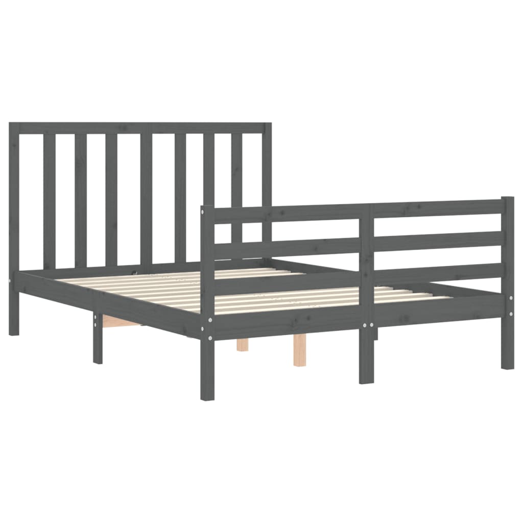 Cadre de lit sans matelas gris bois de pin massif