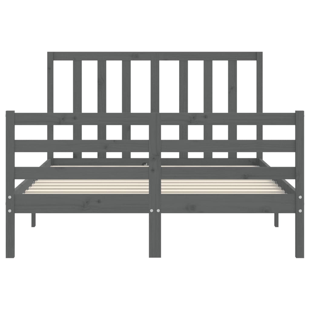 Cadre de lit sans matelas gris bois de pin massif