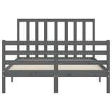 Cadre de lit sans matelas gris bois de pin massif