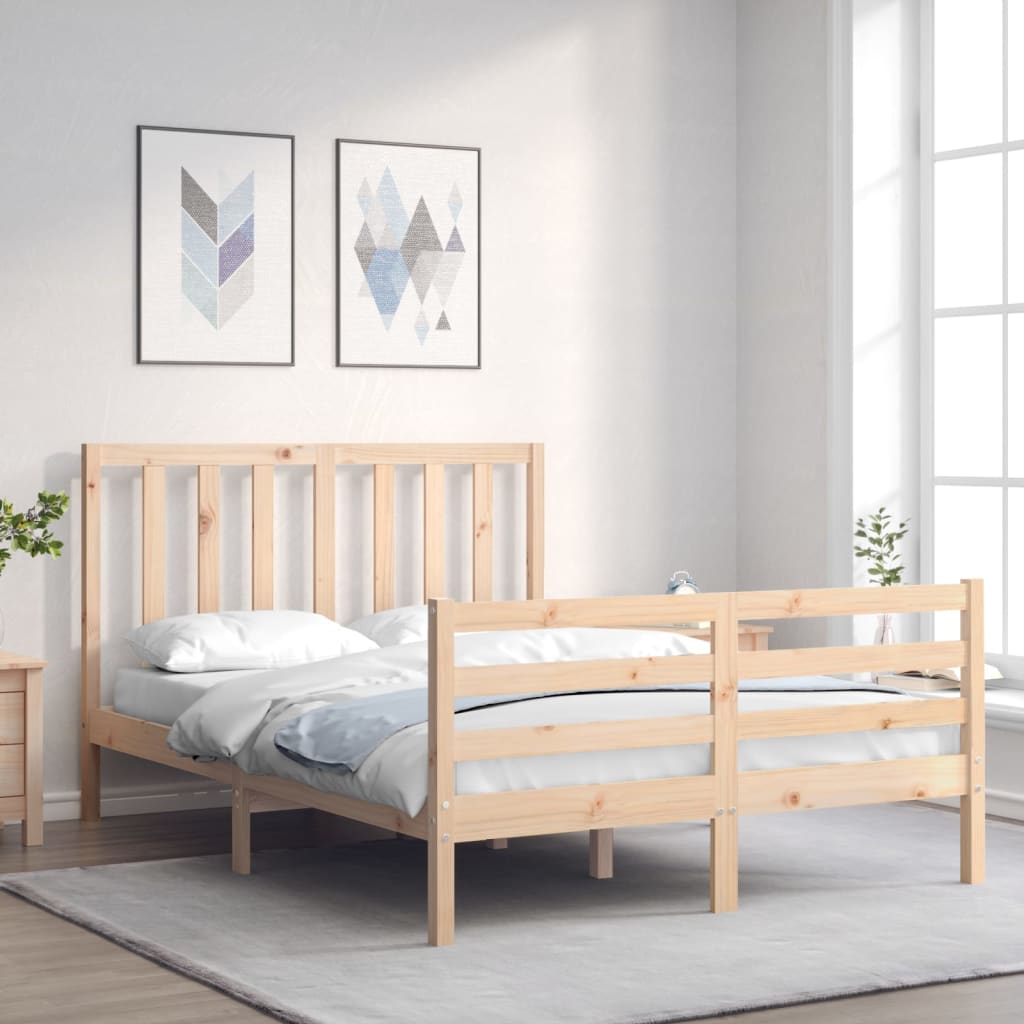 Bed frame without mattress 140x190 cm solid pine wood