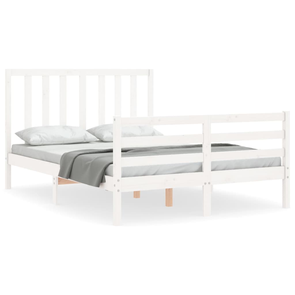 Bed frame without white mattress 140x190 cm solid pine wood