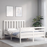 Bed frame without white mattress 140x190 cm solid pine wood