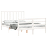 Bed frame without white mattress 140x190 cm solid pine wood