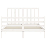 Bed frame without white mattress 140x190 cm solid pine wood