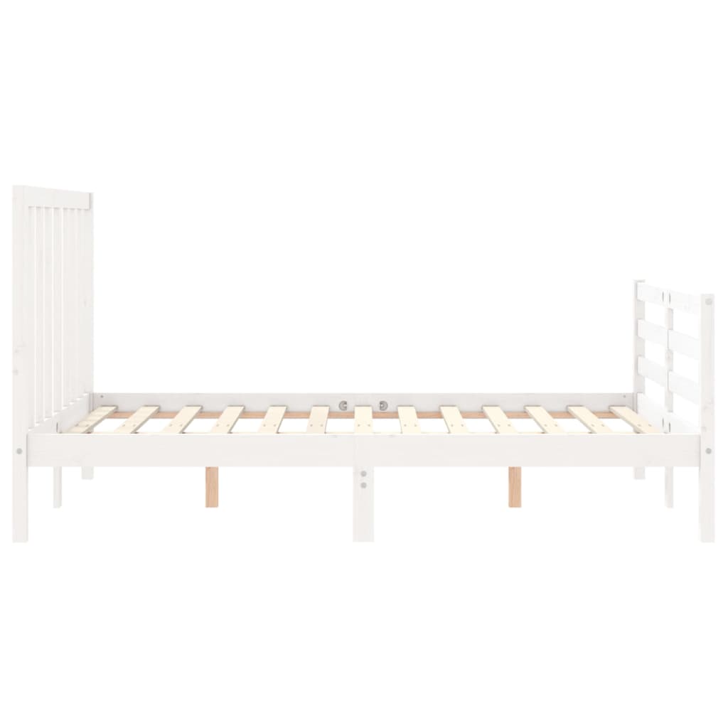 Cadre de lit sans matelas blanc 140x190 cm bois de pin massif