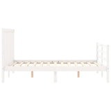 Bed frame without white mattress 140x190 cm solid pine wood