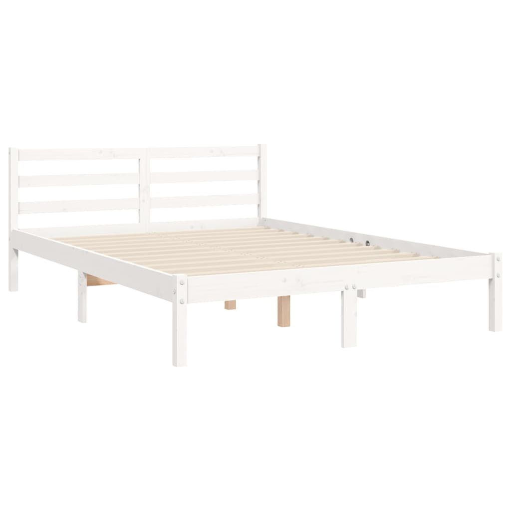 Cadre de lit sans matelas blanc 140x190 cm bois de pin massif