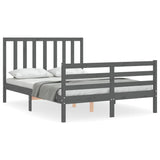 Cadre de lit sans matelas gris 140x190 cm bois de pin massif