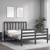 Cadre de lit sans matelas gris 140x190 cm bois de pin massif