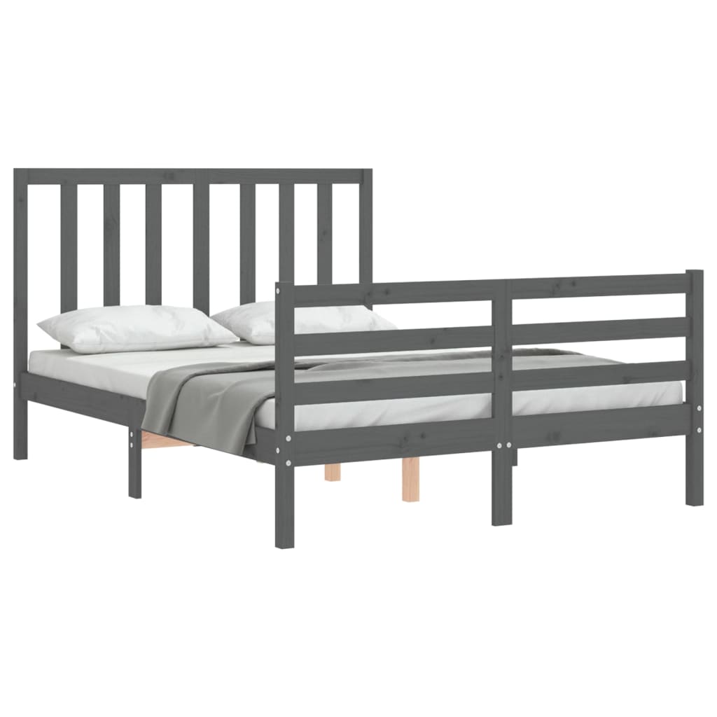 Cadre de lit sans matelas gris 140x190 cm bois de pin massif