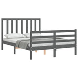 Cadre de lit sans matelas gris 140x190 cm bois de pin massif