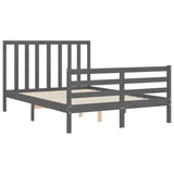 Cadre de lit sans matelas gris 140x190 cm bois de pin massif