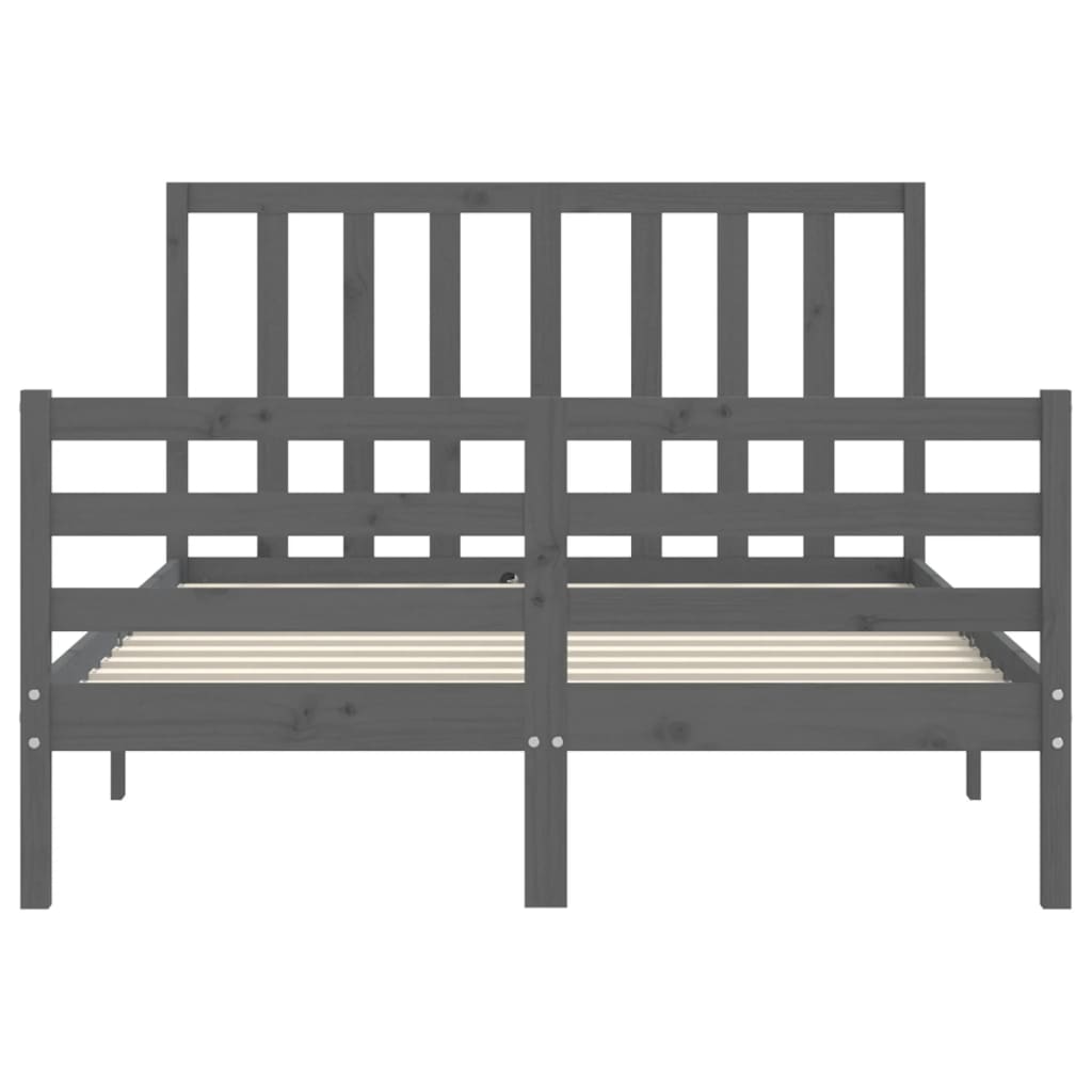 Cadre de lit sans matelas gris 140x190 cm bois de pin massif