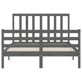 Cadre de lit sans matelas gris 140x190 cm bois de pin massif