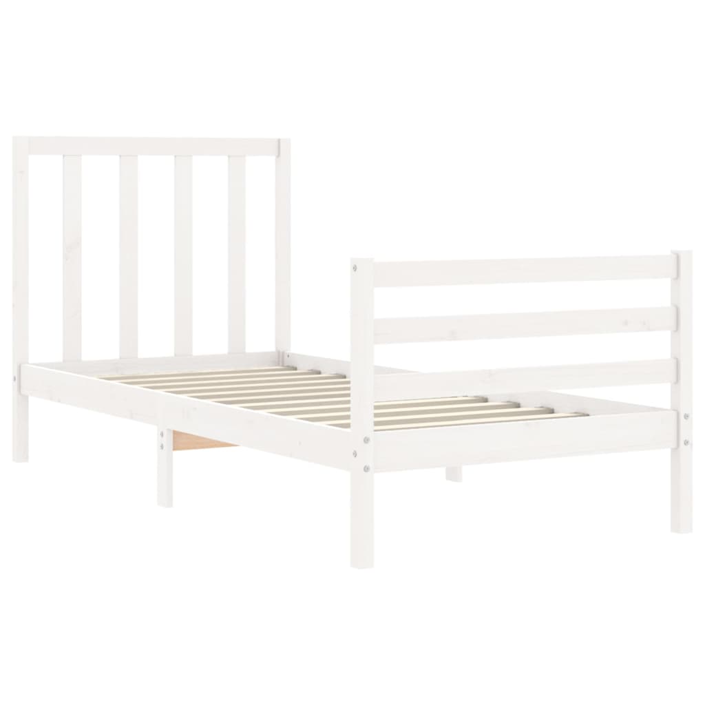 Cadre de lit sans matelas blanc 90x200 cm bois de pin massif