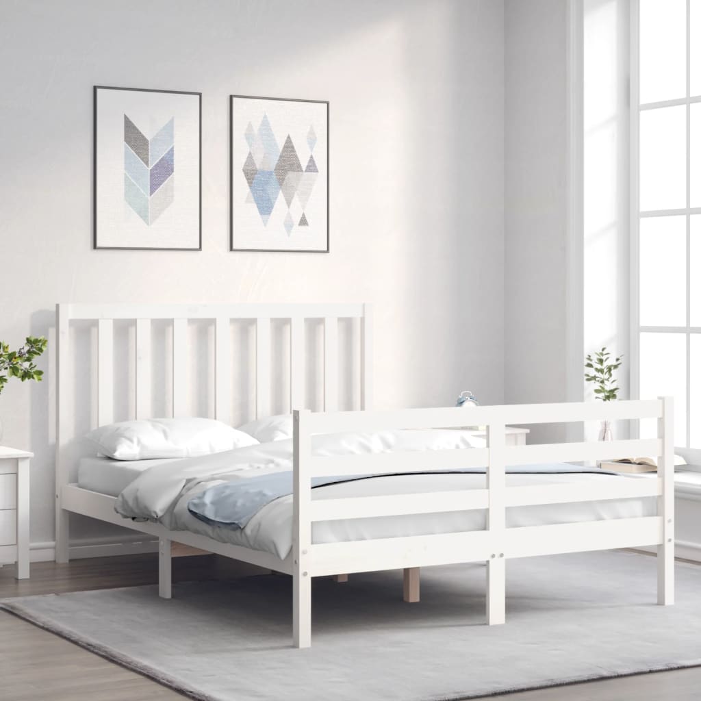 Cadre de lit sans matelas blanc 120x200 cm bois de pin massif