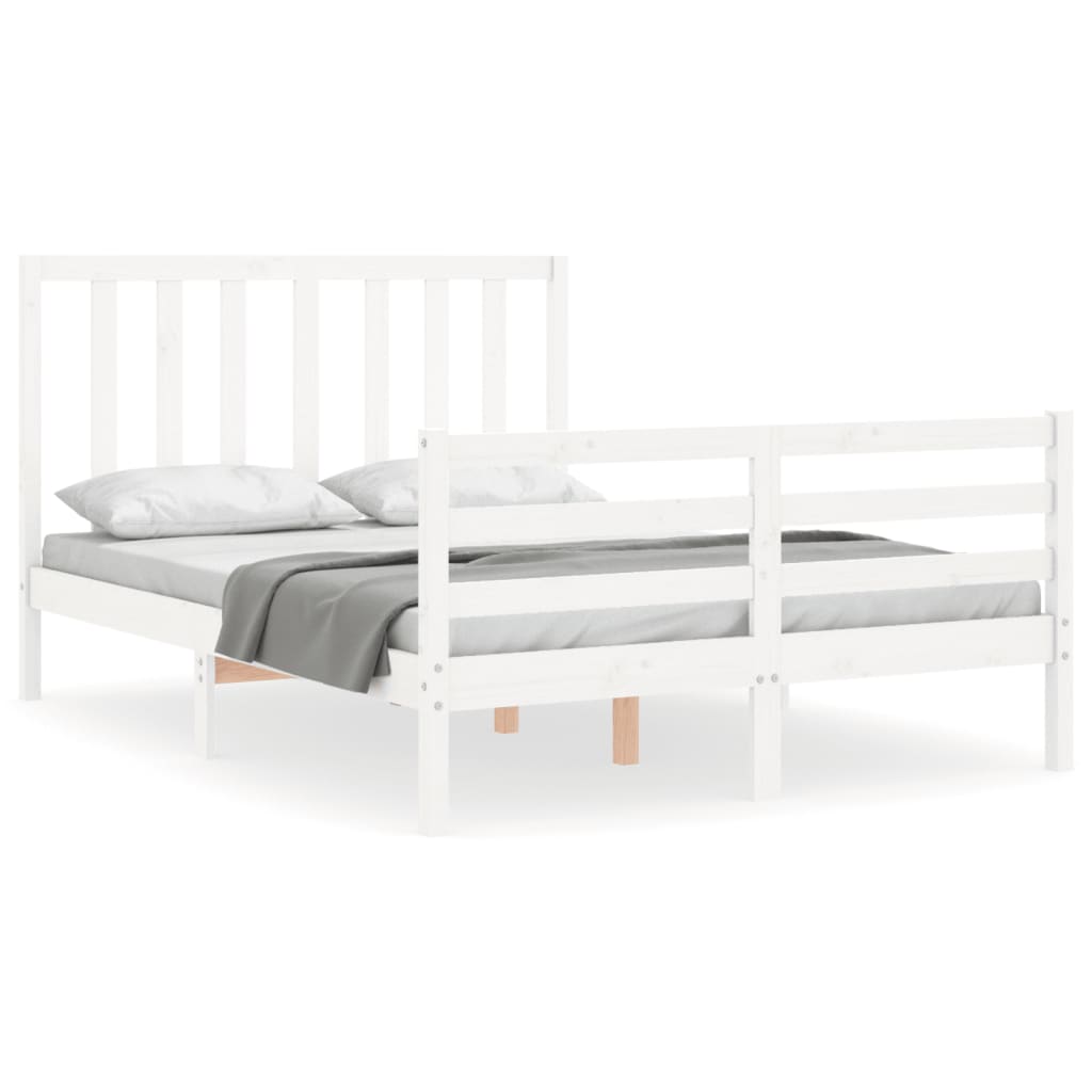 Bed frame without mattress white 140x200 cm solid pine wood