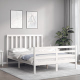 Bed frame without mattress white 140x200 cm solid pine wood