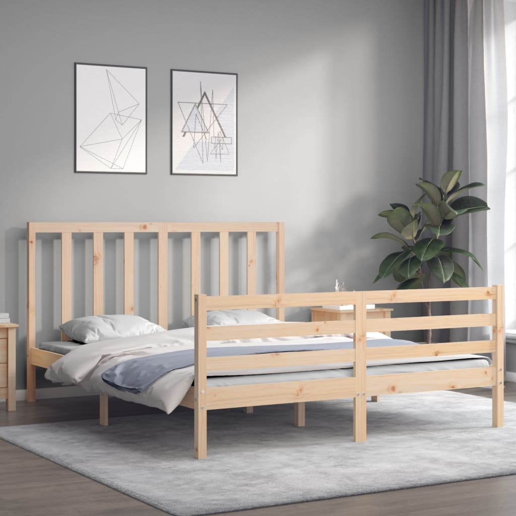 Bed frame without mattress 160x200 cm solid pine wood