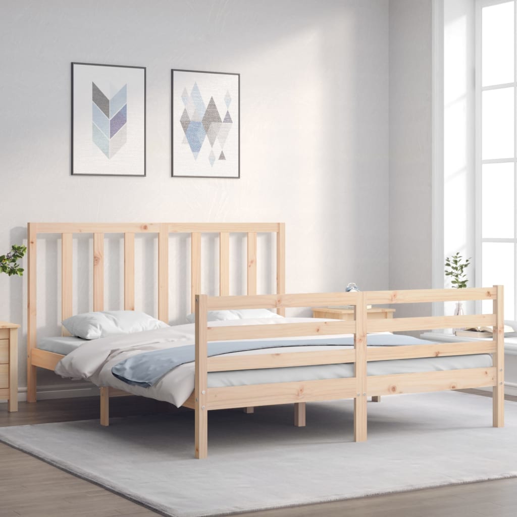 Bed frame without mattress 160x200 cm solid pine wood