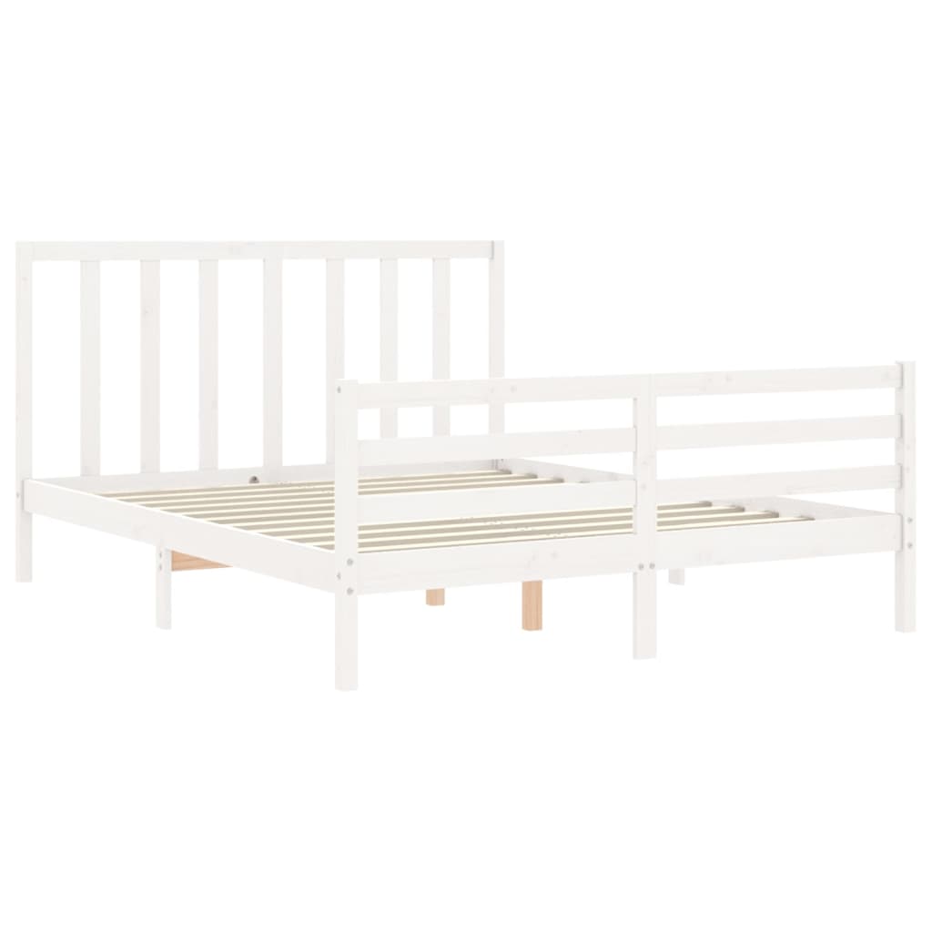 Cadre de lit sans matelas blanc 160x200 cm bois de pin massif