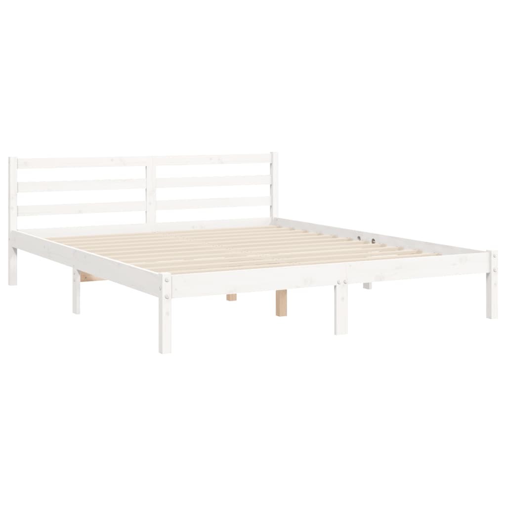 Cadre de lit sans matelas blanc 160x200 cm bois de pin massif