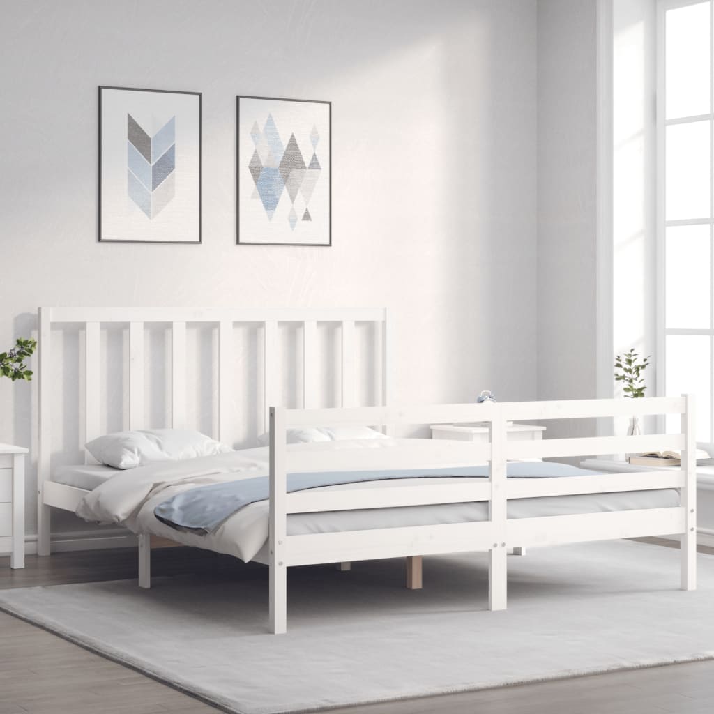 Cadre de lit sans matelas blanc 160x200 cm bois de pin massif