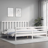 Cadre de lit sans matelas blanc bois massif de pin