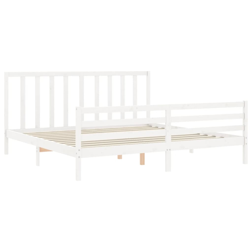 Cadre de lit sans matelas blanc bois massif de pin