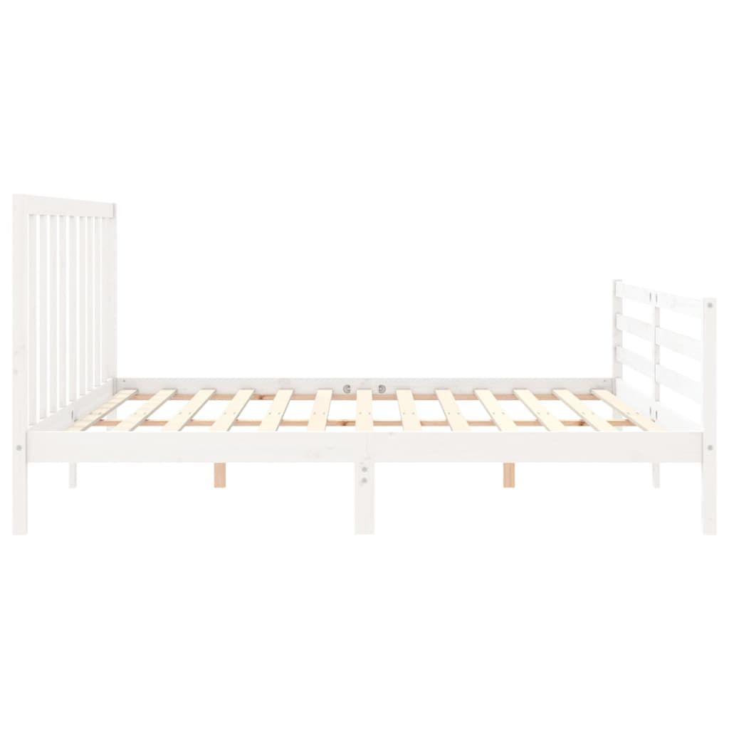 Cadre de lit sans matelas blanc bois massif de pin