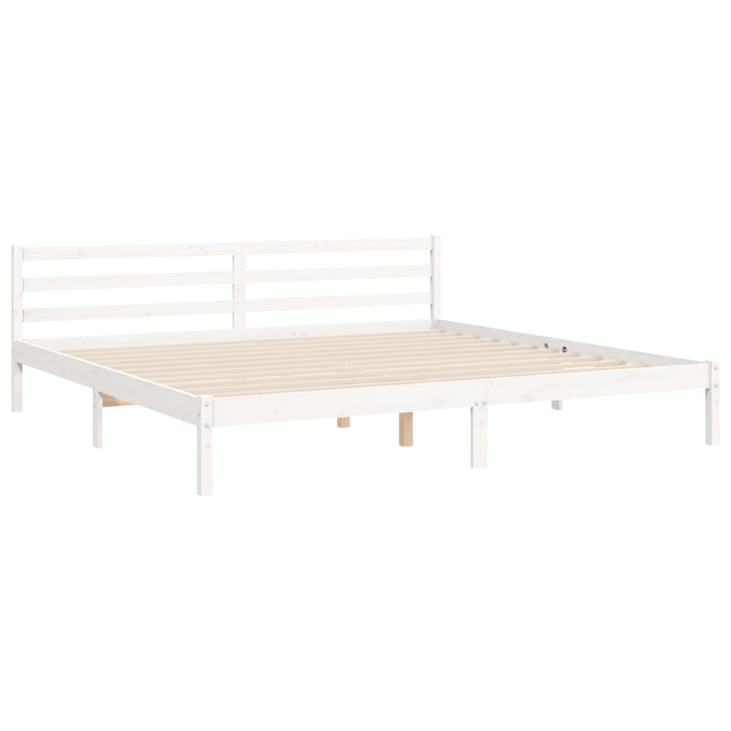 Cadre de lit sans matelas blanc bois massif de pin