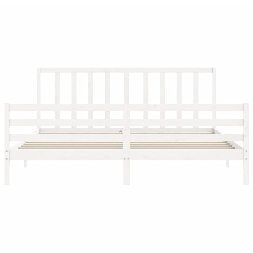 Cadre de lit sans matelas blanc 200x200 cm bois massif de pin