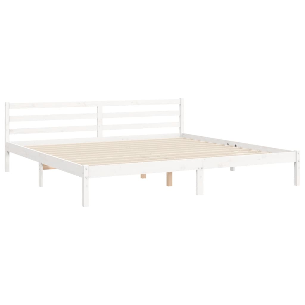 Cadre de lit sans matelas blanc 200x200 cm bois massif de pin