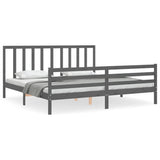 Cadre de lit sans matelas gris 200x200 cm bois massif de pin