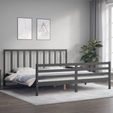 Cadre de lit sans matelas gris 200x200 cm bois massif de pin