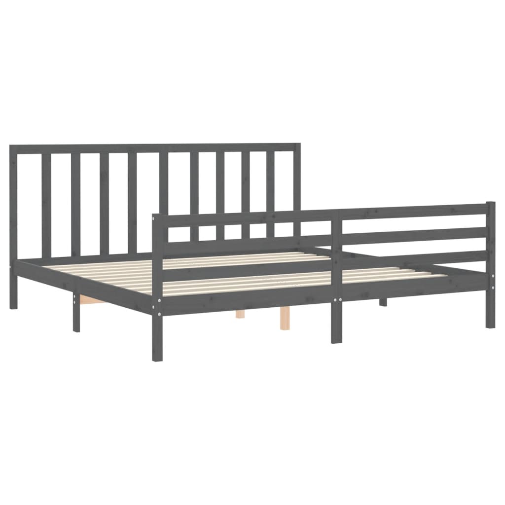 Cadre de lit sans matelas gris 200x200 cm bois massif de pin