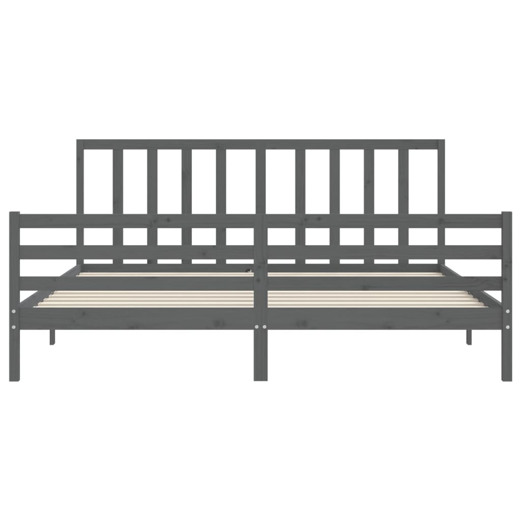 Cadre de lit sans matelas gris 200x200 cm bois massif de pin